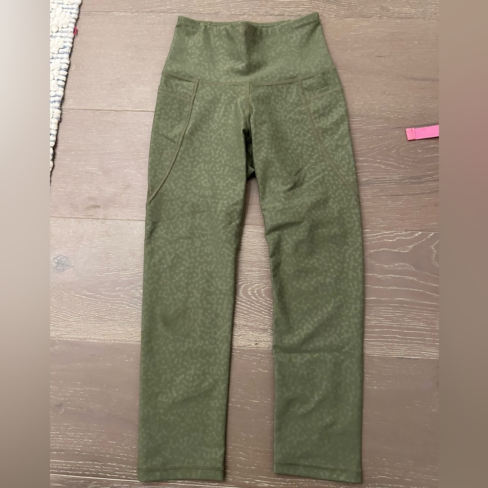 army green cropped leggings